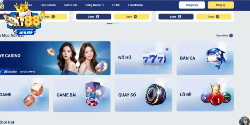 Các tựa game hấp dẫn và siêu hot tại sky88